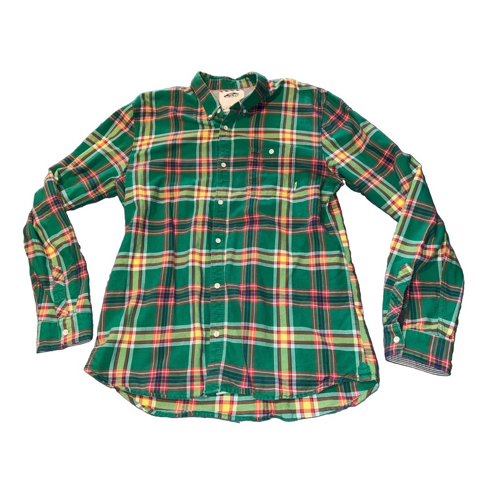 Vans Men's XL Flannel Green Yellow Plaid Button Down Collar Skater Work Grunge
